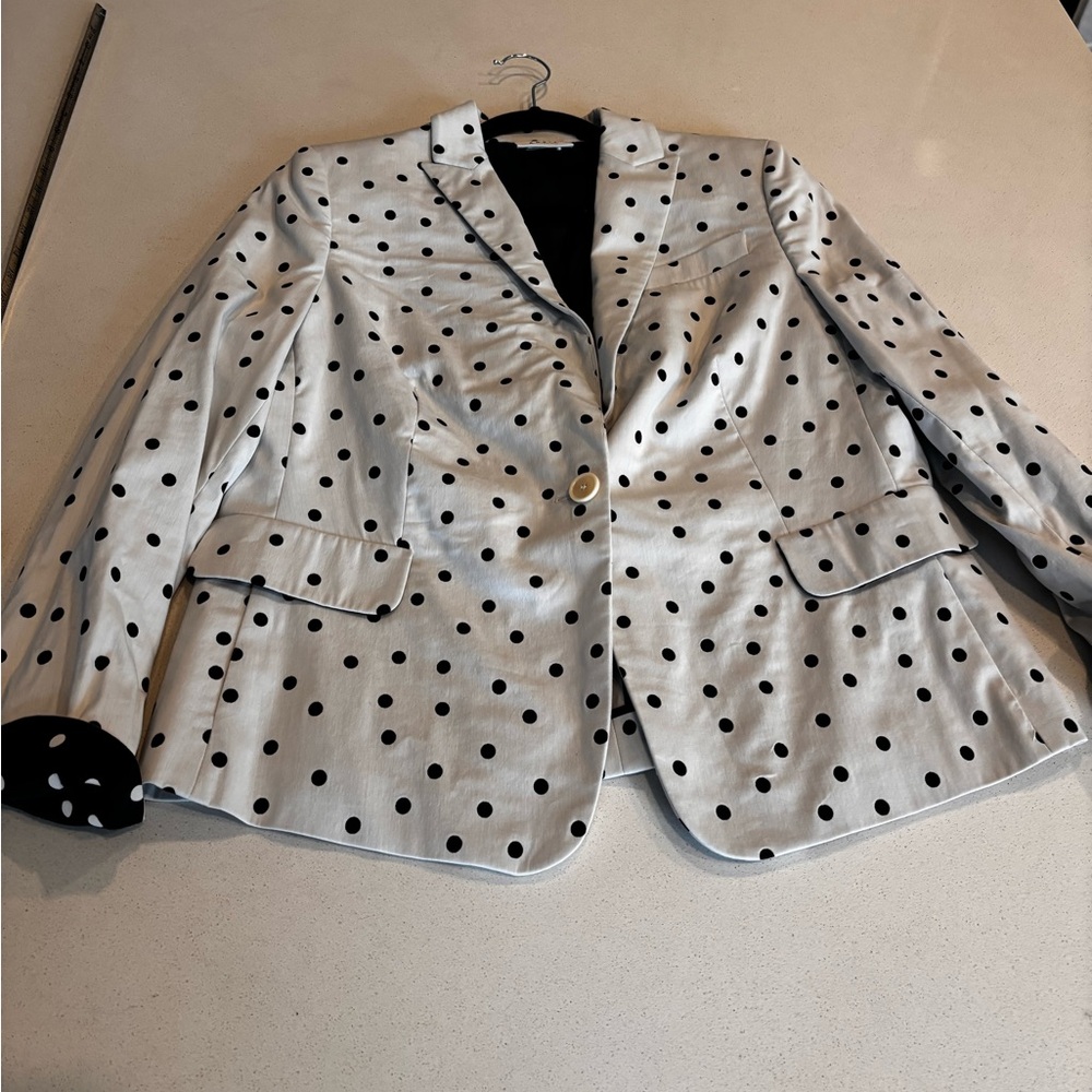 Akris Punto Navy and White Polka Dot Blazer